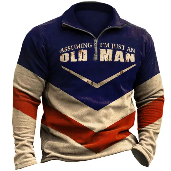 Old Men Was Your First Mistake Men's Retro Garage Henley Zipper Sweatshirt - Manlyhost.com 