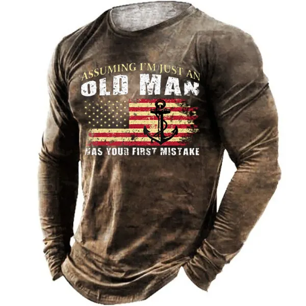 Old Men Was Your First Mistake American Flag Men's Outdoor Sports Top - Mosaicnew.com 