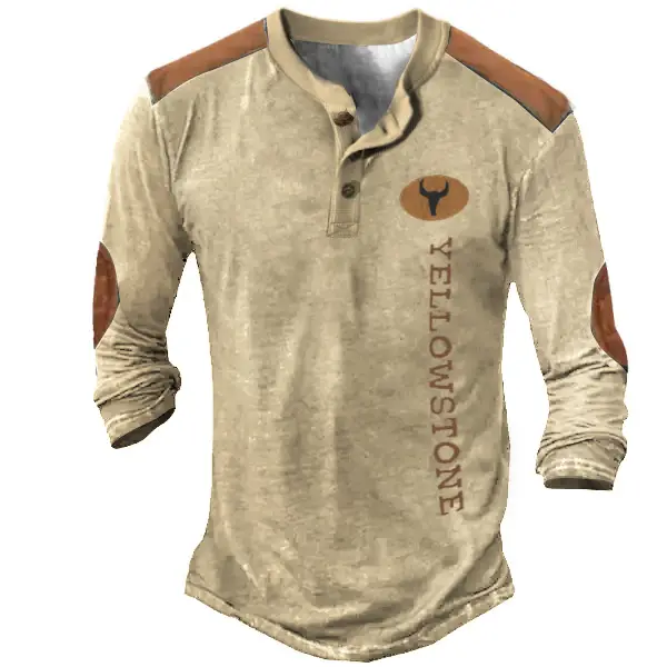 Men's Vintage Yellowstone Colorblock Henley T-Shirt Only $36.89 - Wayrates.com 