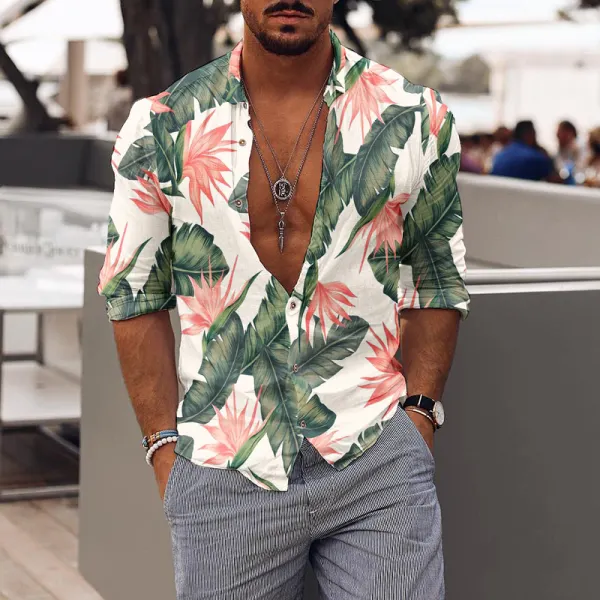 Casual holiday pattern printing mens shirt - Keymimi.com 
