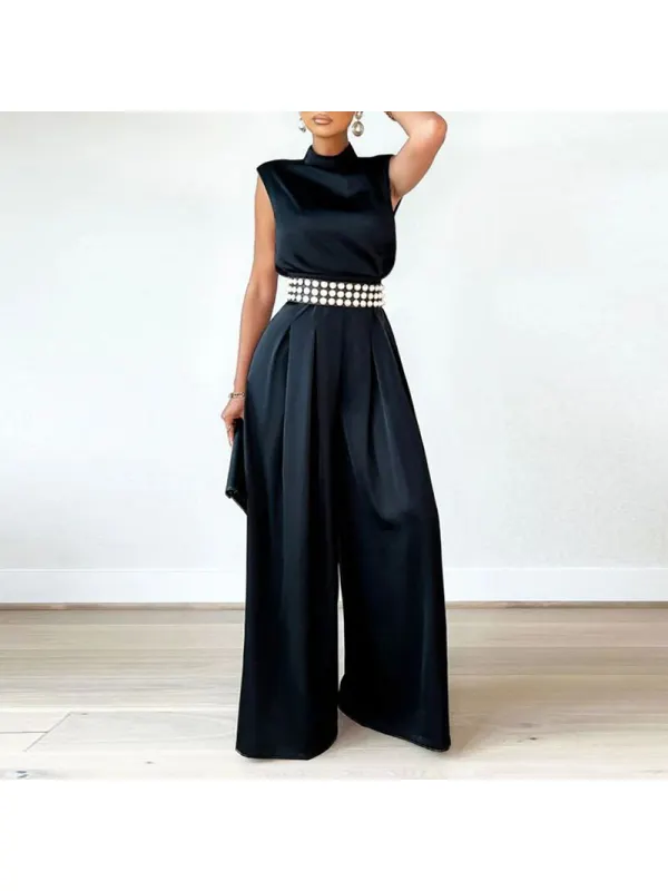 Ladies Elegant Casual Solid Color Jumpsuit - Realyiyi.com 