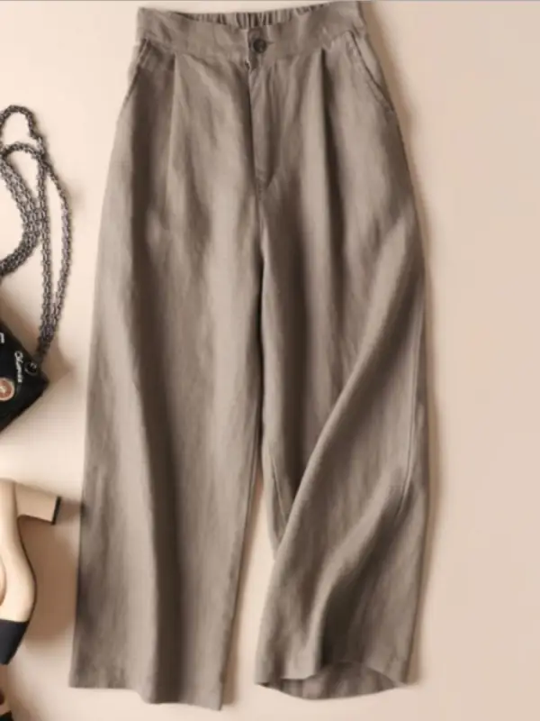 Cotton And Linen Wide-leg Casual Pants - Aptkoi.com 