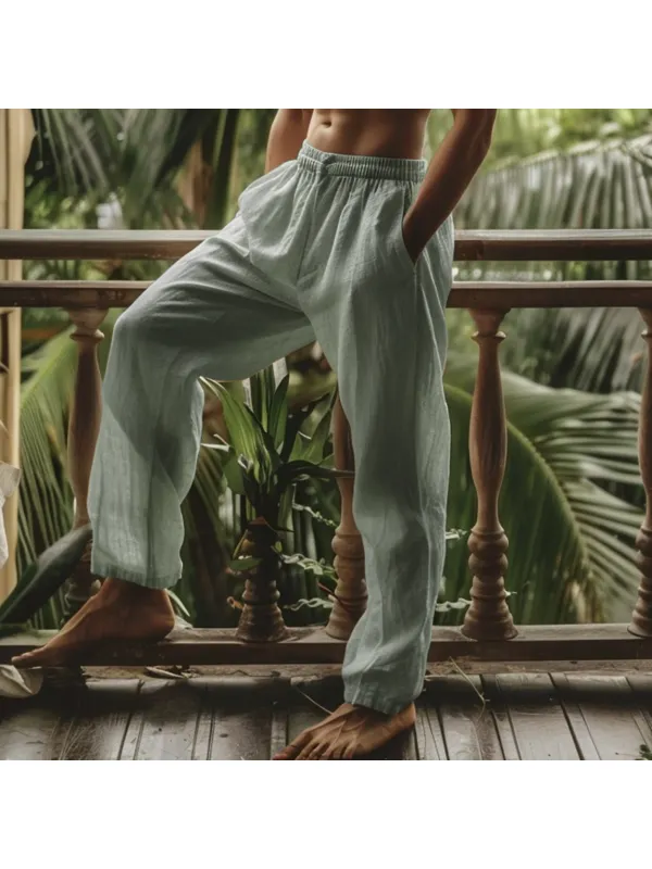 Men's Holiday Linen Light And Loose Pants - Fithuge.com 