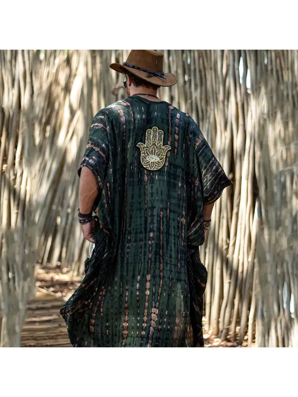 Men's Festive Hippie Linen Holiday Cardigan - Localziv.com 