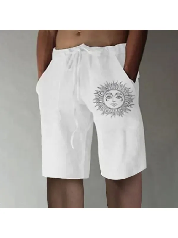 Men's Casual Printed Cotton And Linen Shorts - Ininrubyclub.com 