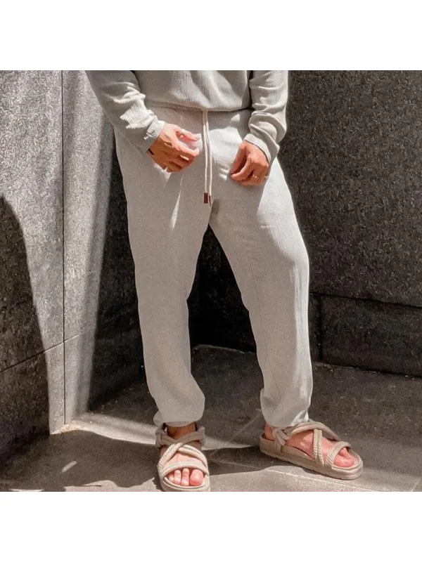 Stylish Cotton And Linen Drawstring Trousers For Men - Ininrubyclub.com 