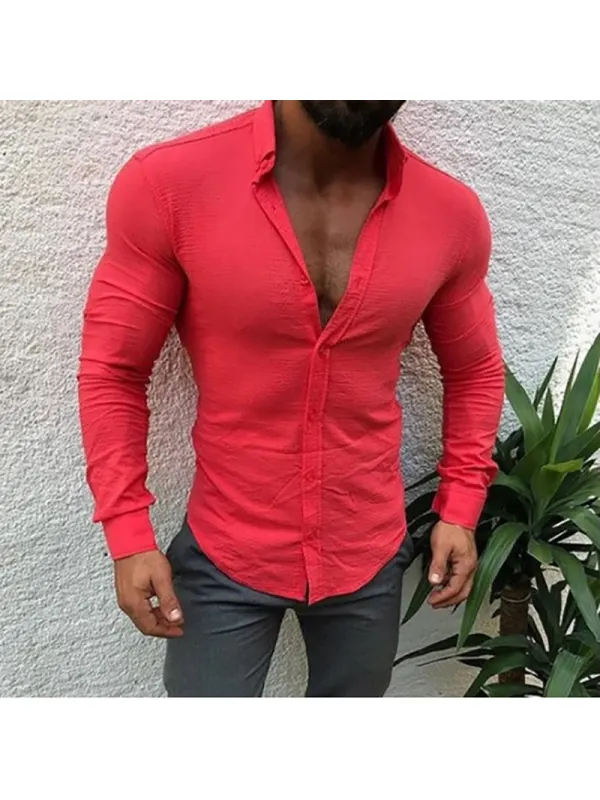 Fashion Mens Casual Solid Color Linen T Shirts - Minicousa.com 