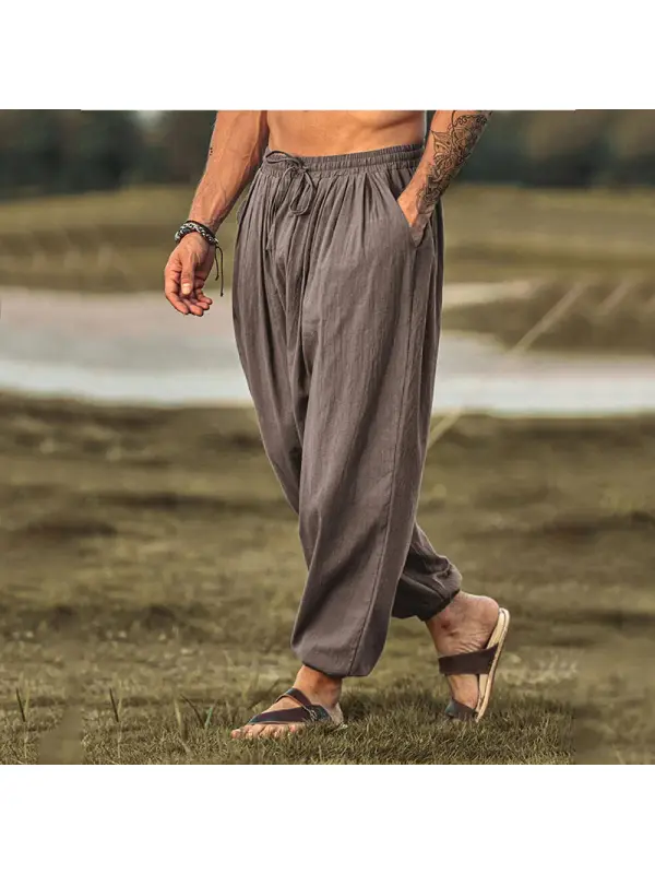 Mens Linen Harem Pants - Ininrubyclub.com 