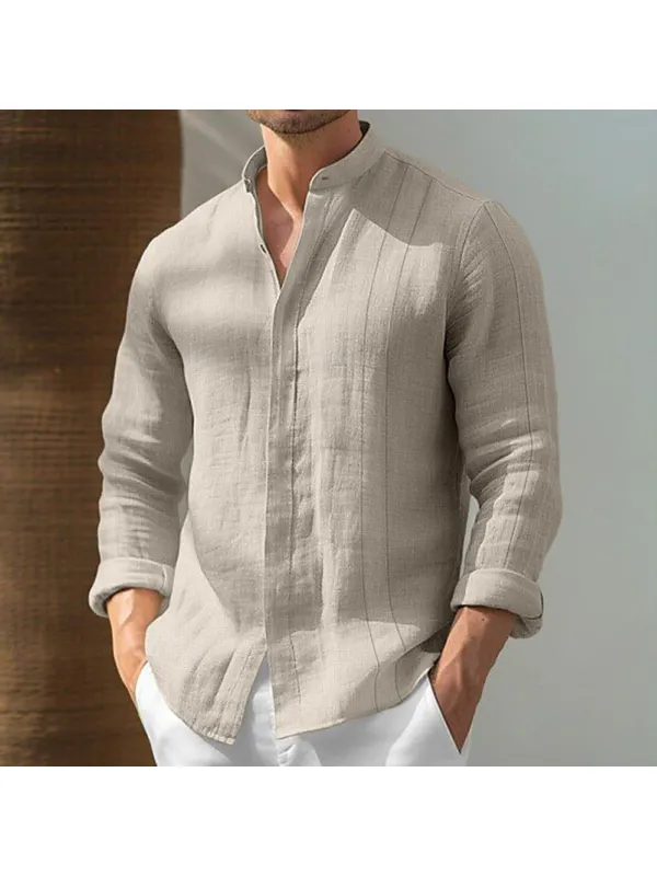 Linen Textured Men's Summer Clean Fit Shirt - Fithuge.com 