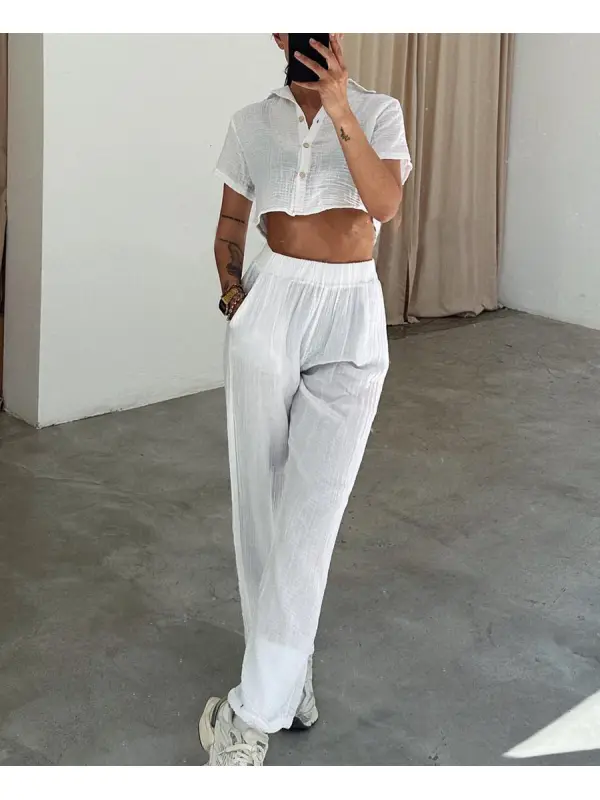 Summer Linen Casual Two-piece Suit - Fithuge.com 