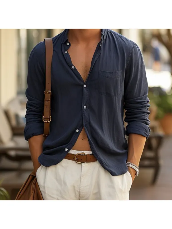 Resort Cotton And Linen Men's Clean Fit Shirt - Ininrubyclub.com 