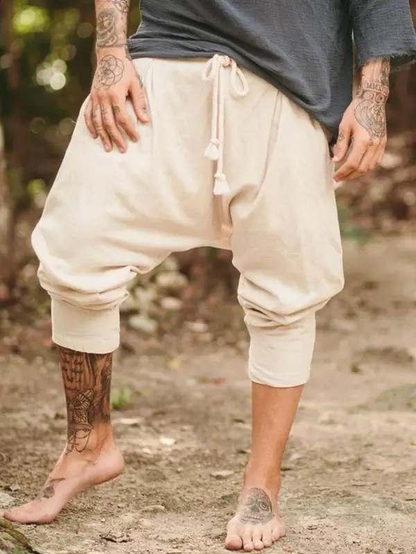 Mens Linen Minimalist Holiday Plain Casual Pants - Sunshinenice.com 