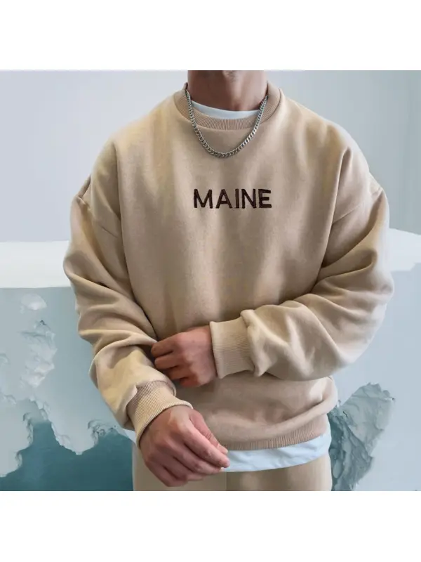 Retro Men's Casual Simple Maine Sweatshirt - Ootdmw.com 