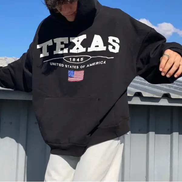 Retro Men's Texas Casual Print Hoodie - Ootdyouth.com 