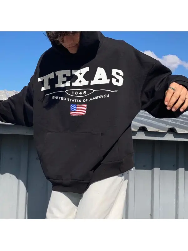 Retro Men's Texas Casual Print Hoodie - Anrider.com 