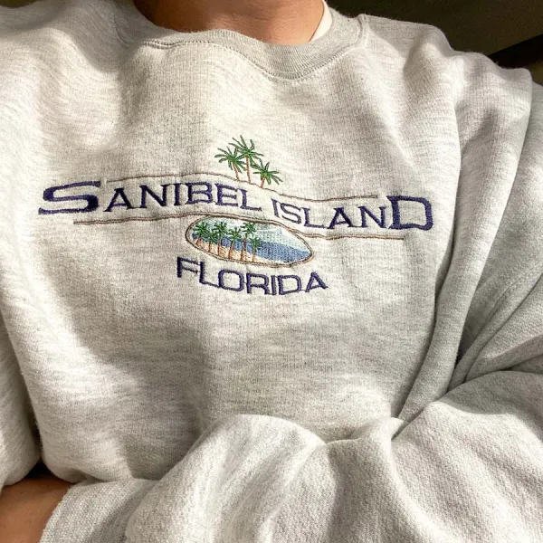 Vintage Sanibel Island Embroidered Sweatshirt - Menilyshop.com 