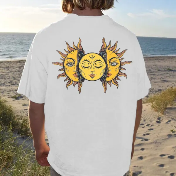 Men Fashion Abstract Hippie Sun Print T-shirt - Wayrates.com 