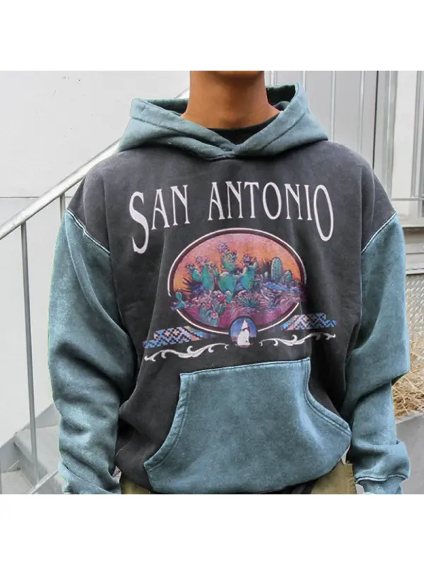 Retro Genderless San Antonio Contrast Casual Hoodie - Anrider.com 
