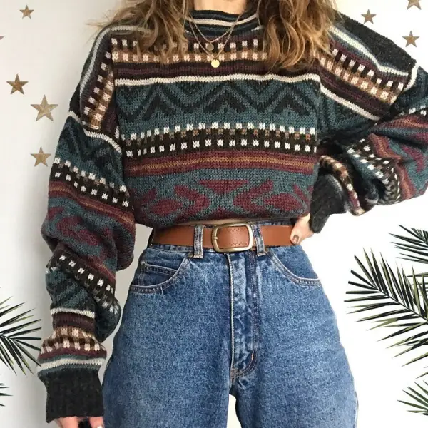 National Jacquard Woolen Sweater - Spiretime.com 