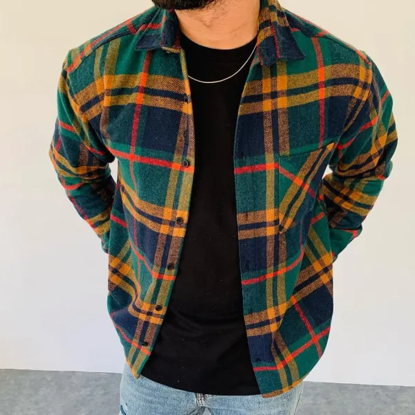 Checked Textured Shirt Jacket - Localziv.com 