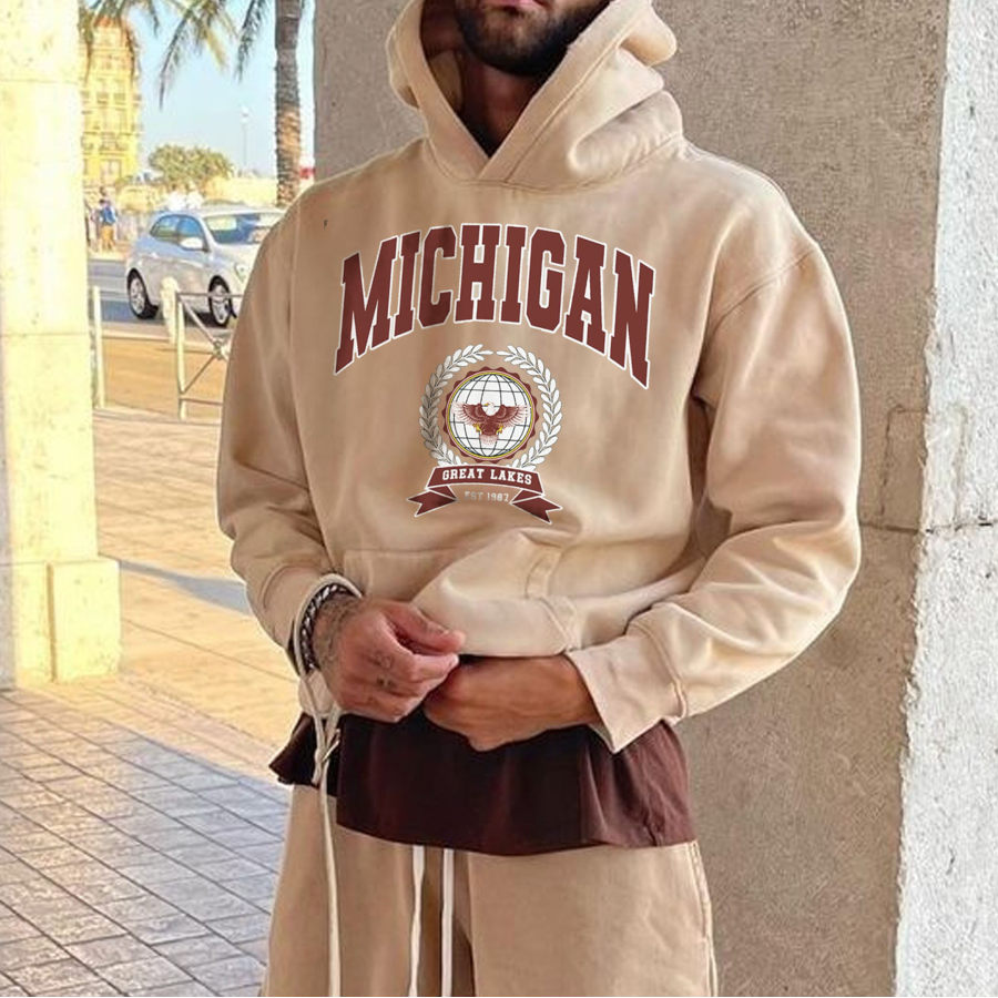 

Vintage Men's Michigan Letters Casual Hoodie