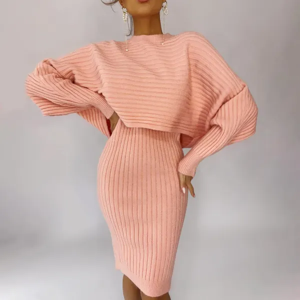 Fashion Solid Color Knitted Suit - Ootdyouth.com 