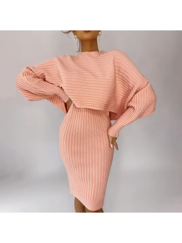 Fashion Solid Color Knitted Suit - Ootdmw.com 