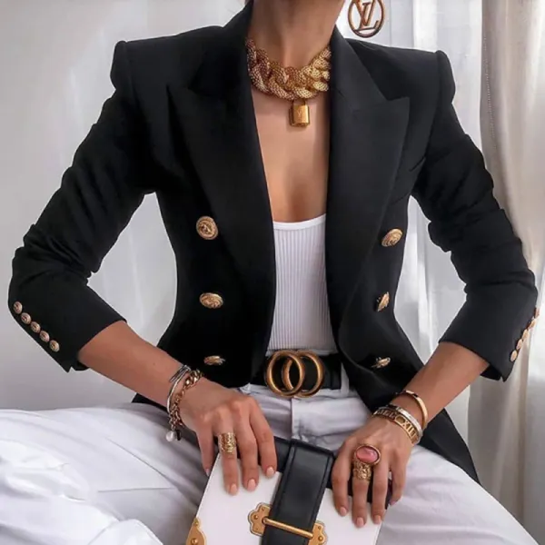 Fashion Solid Button Suit Jacket - Leanarea.chimpone.com 