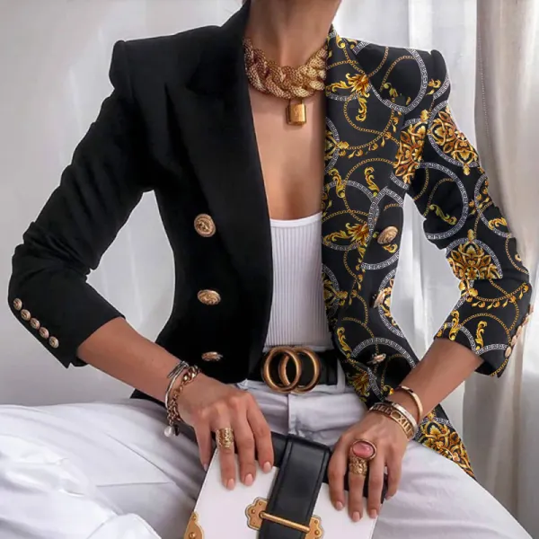 Chain print stitching suit - Leanarea.chimpone.com 