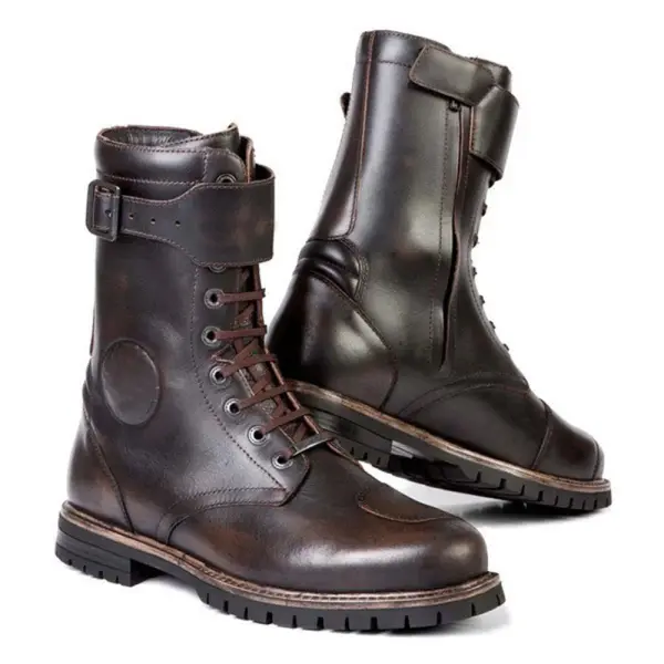 Vintage casual round tie leather boots - Elementnice.com 