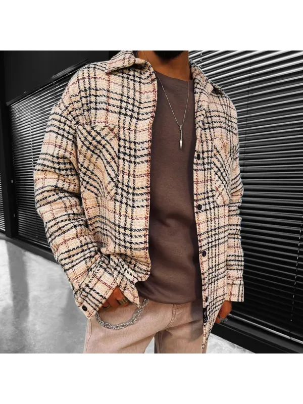 Striped Plaid Texture Long-sleeved Shirt/jacket - Anrider.com 