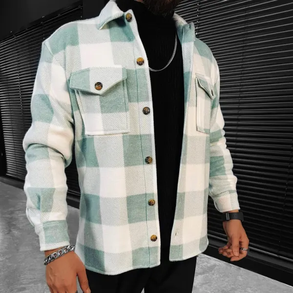 Checkerboard Long-sleeved Shirt/jacket - Keymimi.com 