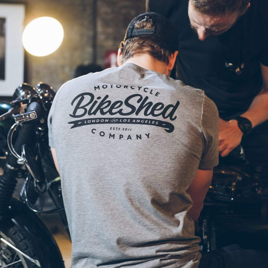 

1960s Fashion Retro Printed Motorcycle Short-sleeved T-shirt