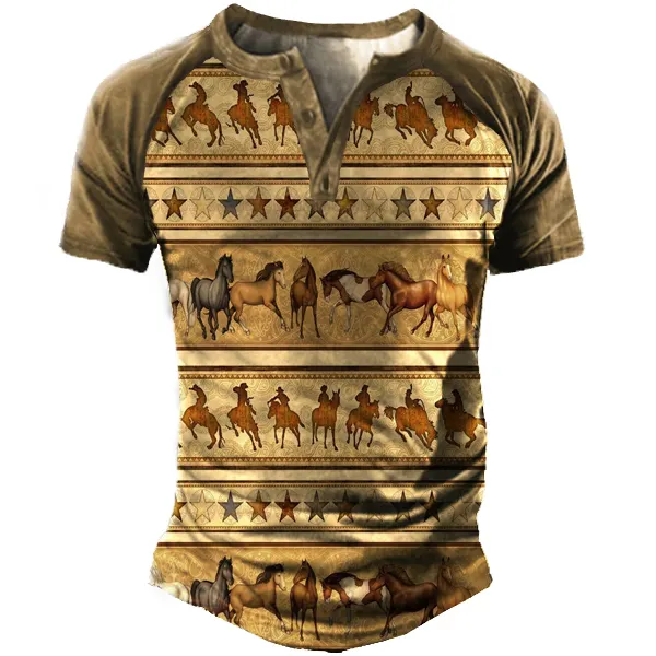 Aztec Men's Short Sleeve Henley T-Shirt - Cotosen.chimpone.com 