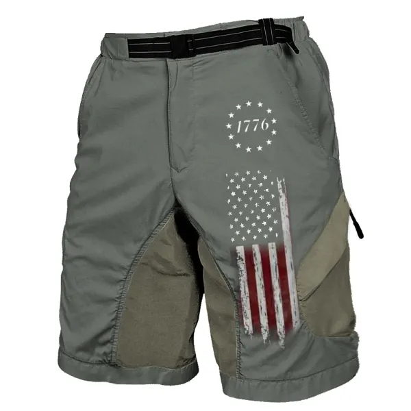 Men's American Flag Print Outdoor Cargo Shorts - Kalesafe.com 