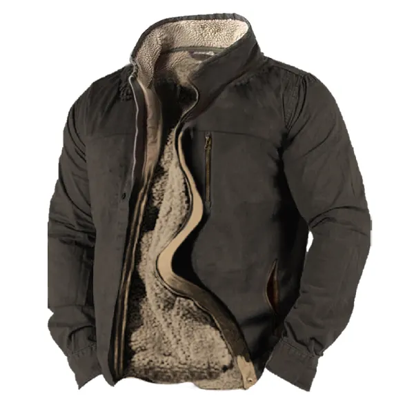 Men's Vintage Thick Stand Collar Pocket Tactical Jacket Only $38.89 - Wayrates.com 