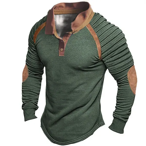 Men's Vintage Stand Collar Polo Shirt - Nikiluwa.com 