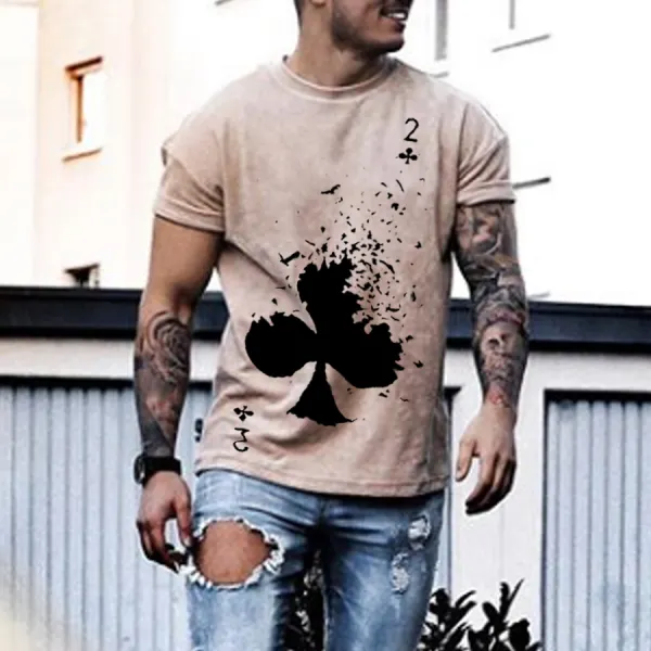Fashion Hugh Poker Print T-shirt - Mobivivi.com 