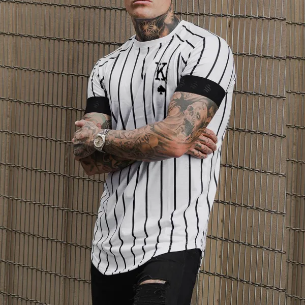 Fashion casual striped T-shirt - Leanarea.chimpone.com 
