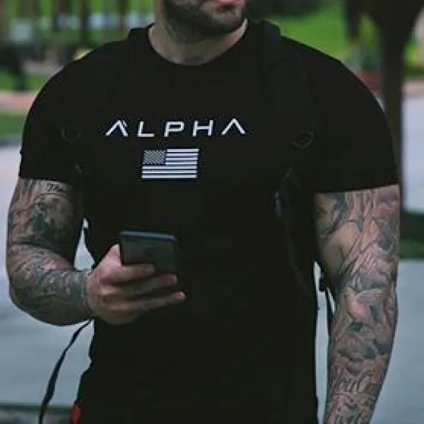 ALPHA FLAG ATHLETI-FIT T-shirt-black - Mobivivi.com 