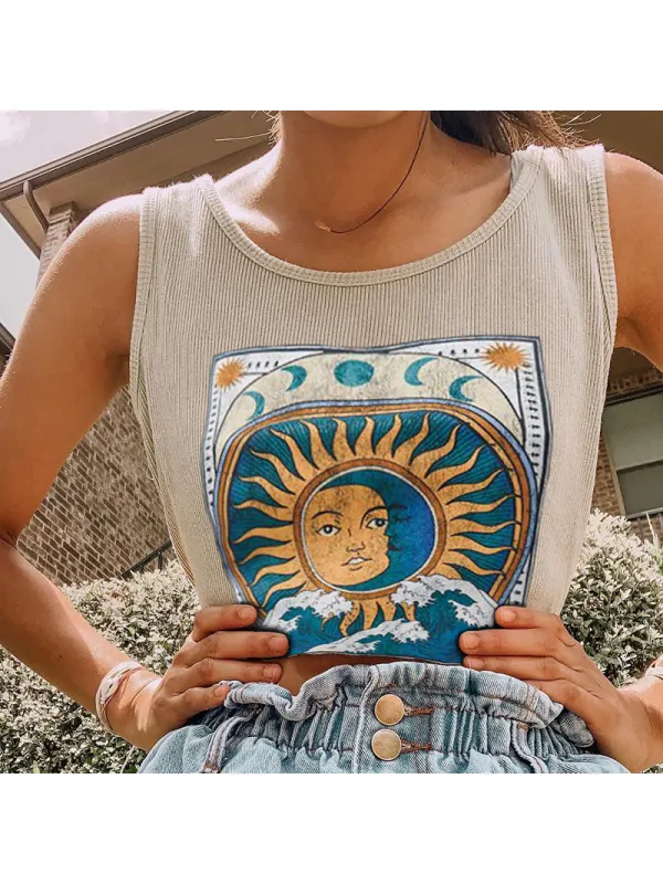 Vintage Sun Print Vest - Aptkoi.com 
