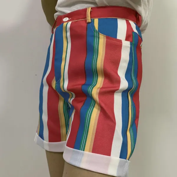 Fashion-loose, Slim, Colorful, Striped Casual Shorts - Mobivivi.com 