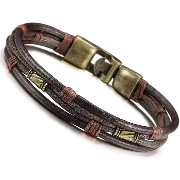 Men's Vintage Leather Braided Bracelet - Keymimi.com 