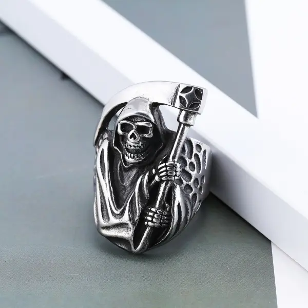 Vintage Grim Reaper Skull Ring - Keymimi.com 