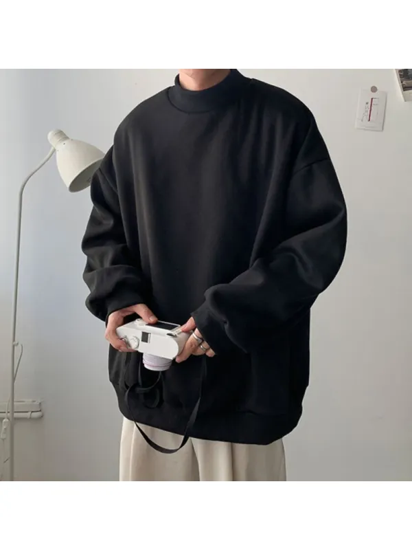 Casual half turtleneck solid color sweatshirt - Ootdmw.com 