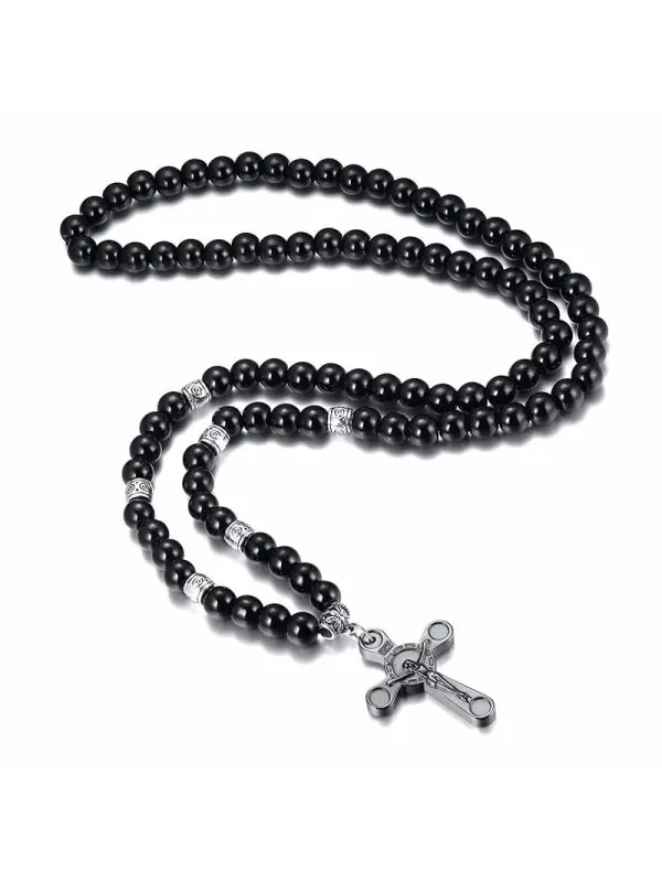 Beaded Jesus Cross Necklace - Shopyiyistories.com 