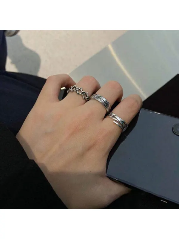 Retro Six Star Roman Numerals Opening Ring - Shopyiyistories.com 