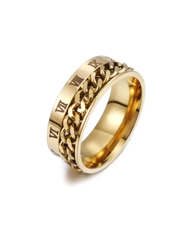 Roman Numeral Titanium Steel Ring Rotatable Chain Ring - Godeskplus.com 