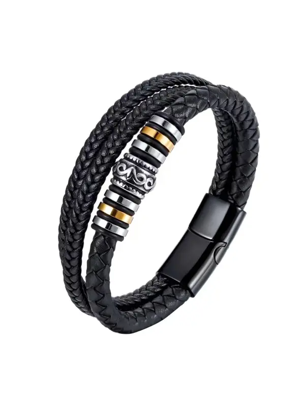 Punk Rock Hip Hop Retro Leather Weave Bracelet Alloy Electroplated Bracelet - Aptkoi.com 