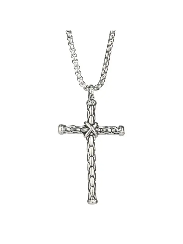 Mens Cross Silver Necklace - Aptkoi.com 